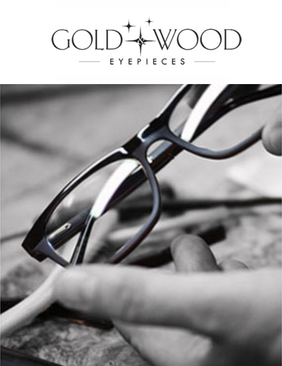 lunettes gold and wood
